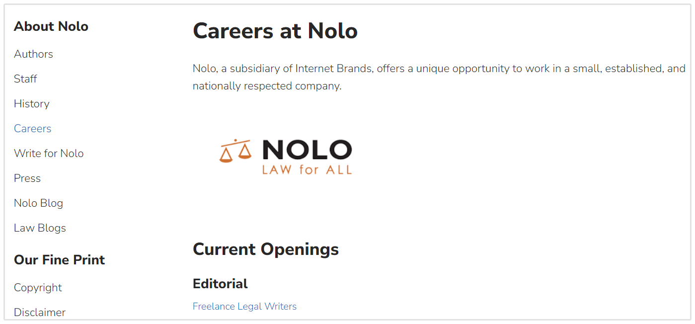 Nolo Careers